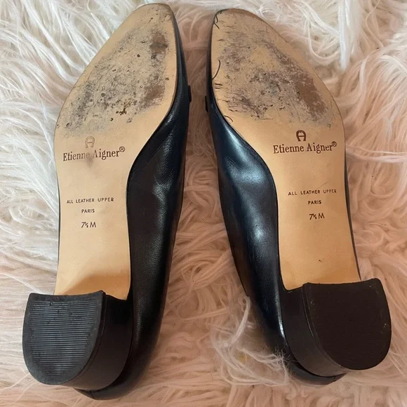 Vintage Etienne Aigner Black Leather Horsebit Pumps Heels 7.5 - Picture 6 of 7